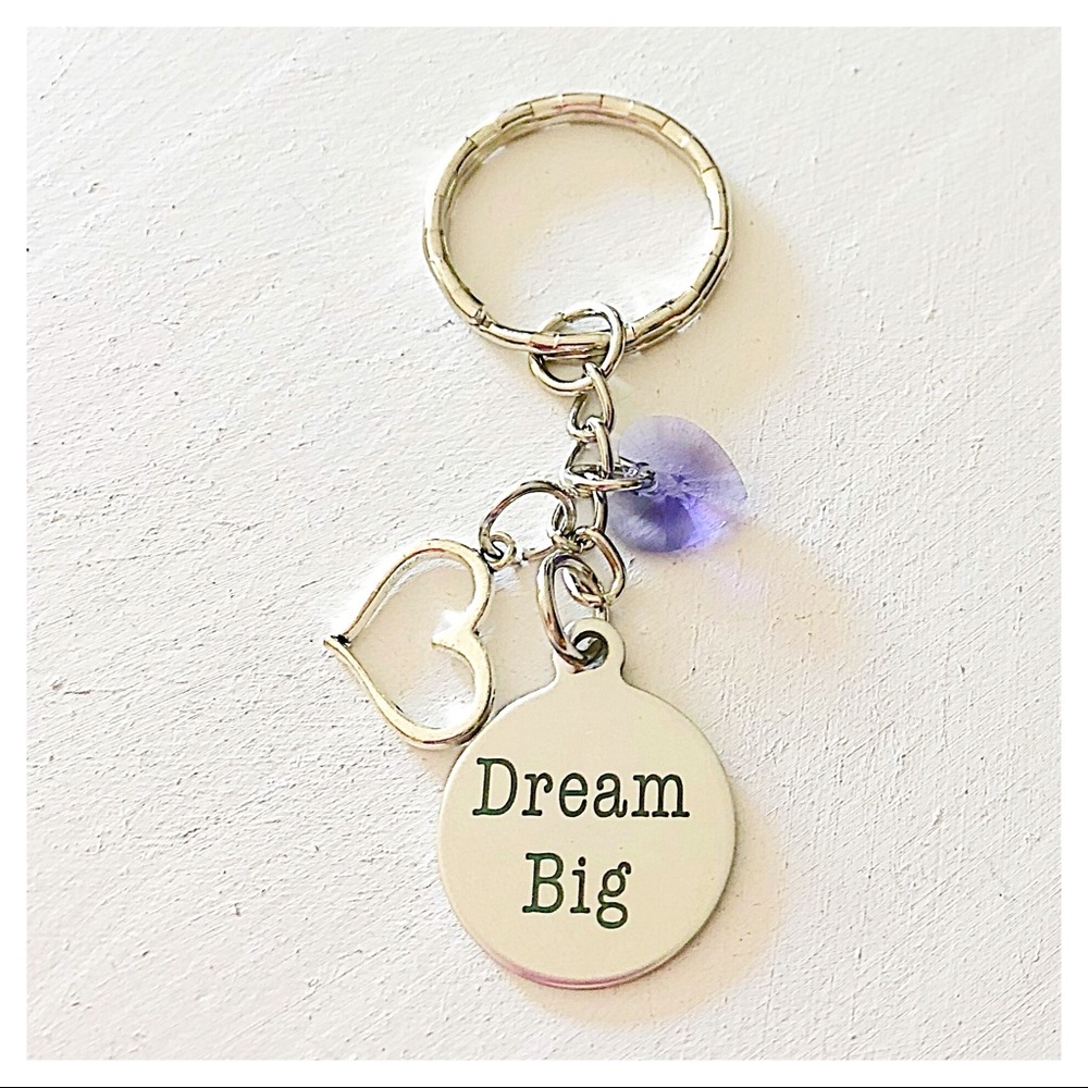 Personalized 💜 Dream Big Charm Keychain Gift